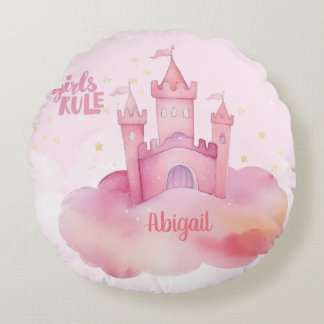 Girl Rule Palace on the Pink Cloud  Round Cushion