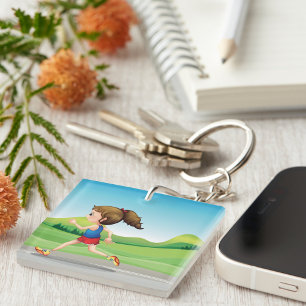 Girl Running Keychain