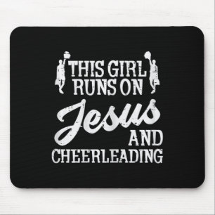 Girl Runs On Jesus Cheerleading Cheerleader Christ Mouse Mat