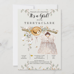 Girl Rustic Farm Country Baby Shower Invitation