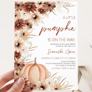 Girl Rustic Little Pumpkin Baby Shower Invitation