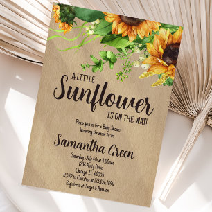 Girl Rustic Sunflower Baby Shower Invitation