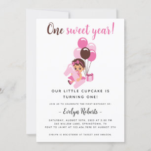 Girl’s 1st Birthday Pink Party Invitation