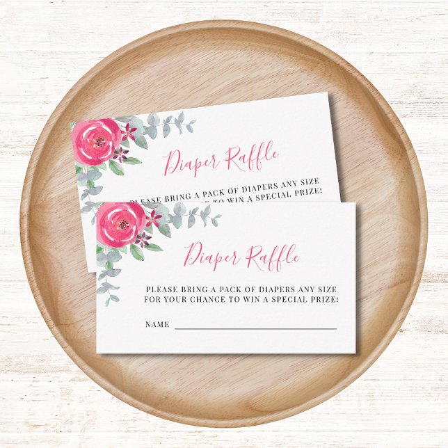 Girl’s Baby Shower Floral Diaper Raffle  Enclosure Card (Creator Uploaded)
