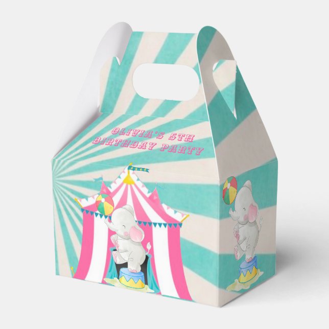 Girl’s Circus Theme Birthday Party Custom Favour Box (Front Side)