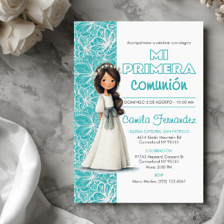 Girl’s First Communion Cute Catholic Religious Invitation