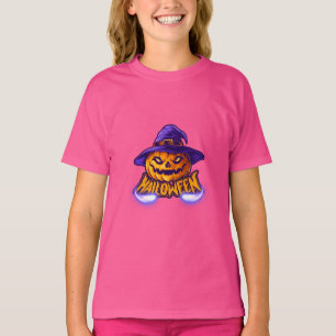 Girl’s Halloween Scary Jack O’ Lantern T-Shirt