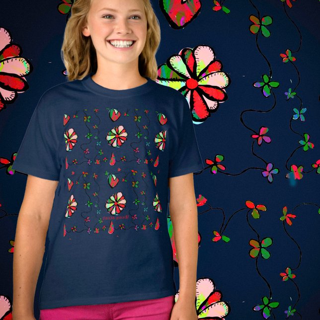 Girl’s Happy., Joyful Hearts & Flowers T-Shirt (Creator Uploaded)