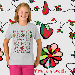 Girl’s Happy., Joyful Hearts & Flowers T-Shirt