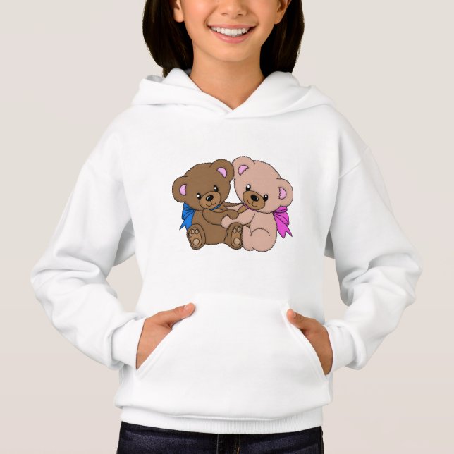 Girl’s Hooded Pullover - Cuddle Bears (Front)