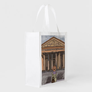 Girl s sitting front of Pantheon in Rome. Reusable Grocery Bag