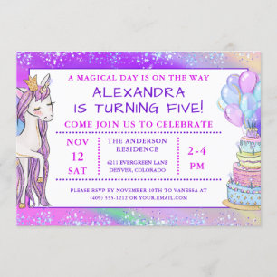 Girl’s Unicorn Sparkle Birthday Invitation