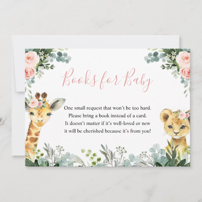 Girl Safari Animal Baby Shower Book for Baby Invitation (Front)