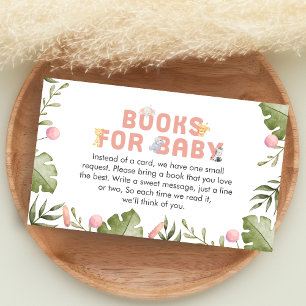 Girl Safari Animal Baby Shower Books for Baby Enclosure Card