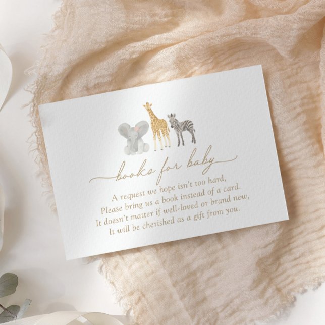 Girl Safari Animals Baby Shower Books for Baby Enclosure Card (Creator Uploaded)