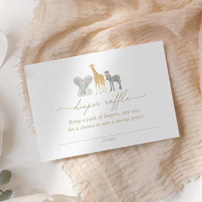 Girl Safari Animals Baby Shower Diaper Raffle Enclosure Card (Creator Uploaded)