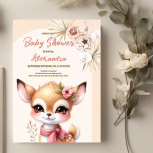 Girl Safari Animals Baby Shower Invitation
