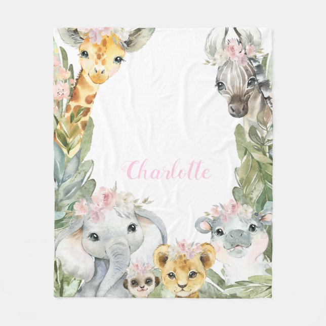 Girl Safari Baby Blanket (Front)