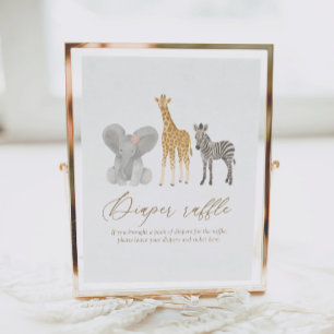 Girl Safari Baby Shower Diaper Raffle Sign
