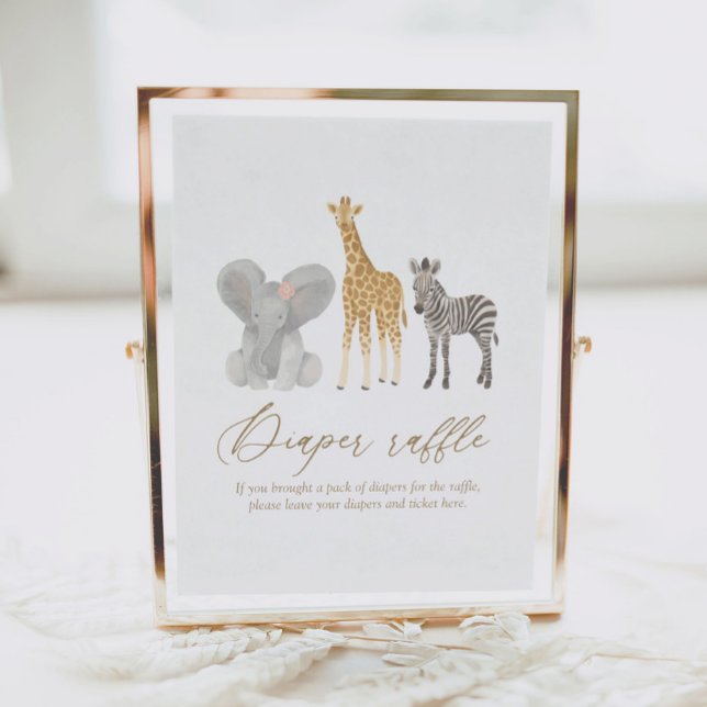 Girl Safari Baby Shower Diaper Raffle Sign (Creator Uploaded)