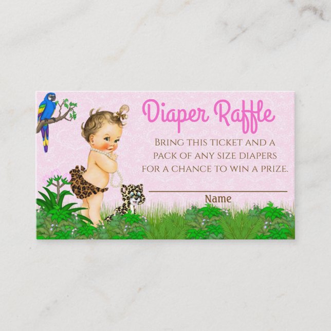 Girl Safari Baby Shower Diaper Raffle Tickets (Front)