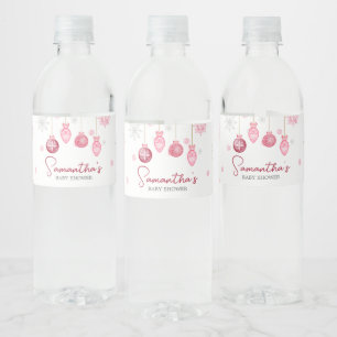 Girl Santa Baby Christmas Baby Shower Water Bottle Label