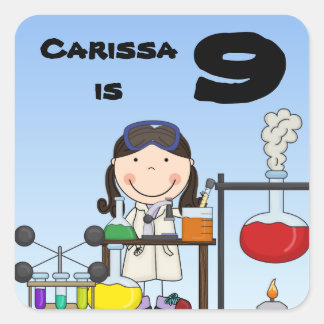 Girl Science Birthday Customised Stickers