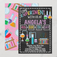 Girl Science Experiment Birthday Party Invitation