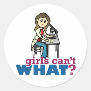 Girl Scientist Classic Round Sticker