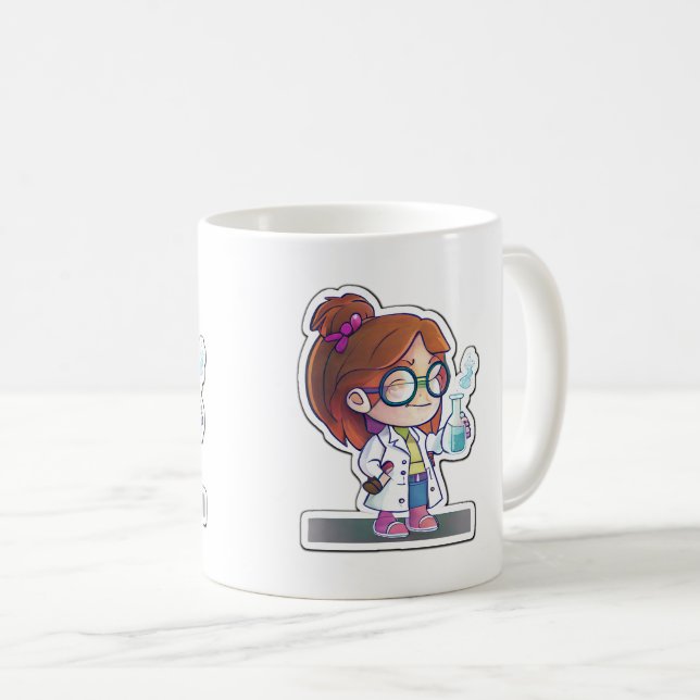 Girl Scientist Sticker Art Classic Mug, 11 oz  Coffee Mug (Front Right)
