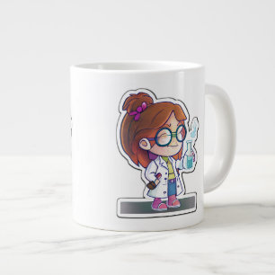 Girl Scientist Sticker Art Jumbo Mug 