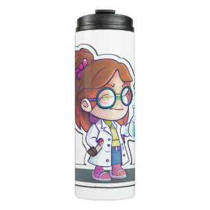 Girl Scientist Sticker Art Thermal Tumbler