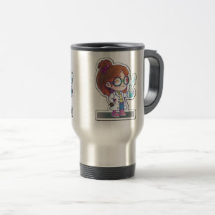 Girl Scientist Sticker Art Travel/Commuter Mug, 15 Travel Mug