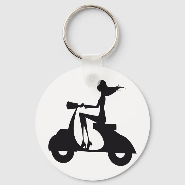 Girl Scooter black Key Ring (Front)