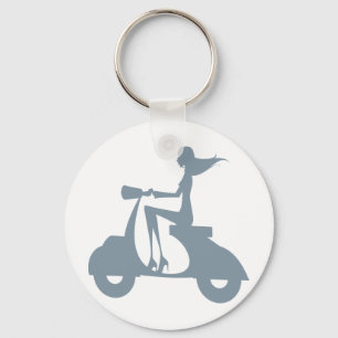 Girl Scooter periwinkle Key Ring