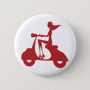 Girl Scooter red 6 Cm Round Badge
