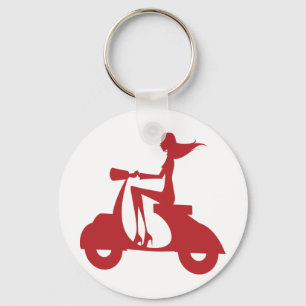 Girl Scooter red Key Ring