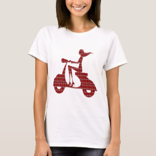 girl scooter red white gingham T-Shirt
