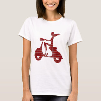 girl scooter red white gingham T-Shirt