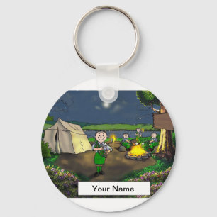 Girl Scout Cartoon by PrintedPerfection.com Key Ring