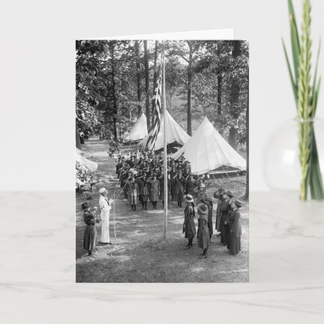 Girl Scout Flag-Raising: 1919 Card (Front)