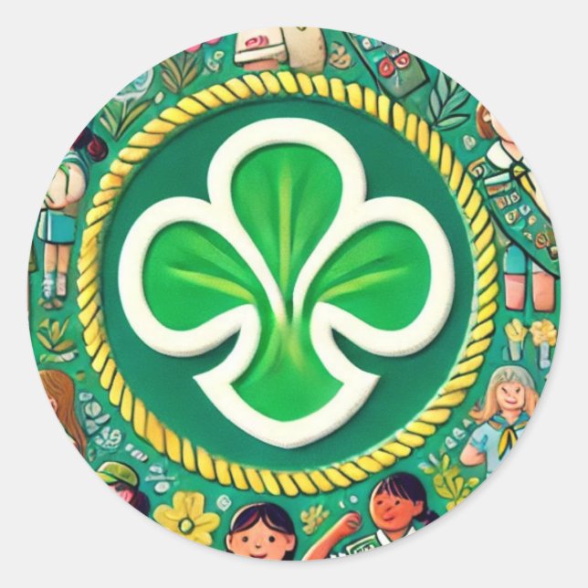 Girl Scout Honour Congratulations on Award Star Ca Classic Round Sticker (Front)