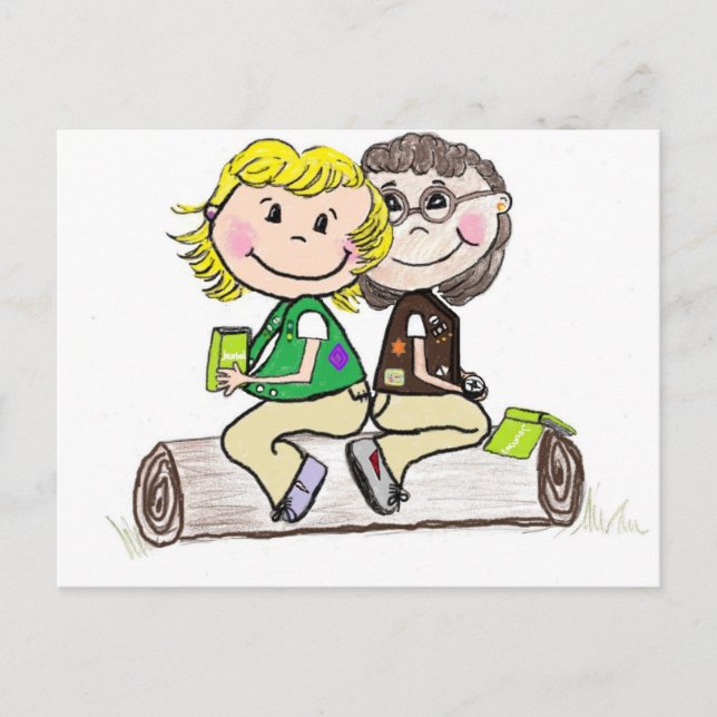 Girl Scout Junior Brownie Outdoors Postcard (Front)