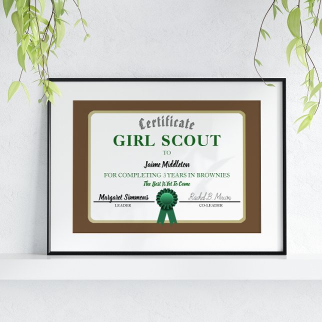 Girl Scouting Brownies Service Certificate (Creator Uploaded)