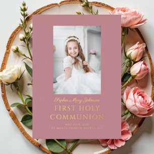 Girl Script Photo First Holy Communion Rose Gold