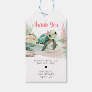 Girl Sea Turtle Baby Shower Favour Tags