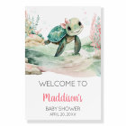 Girl Sea Turtle Baby Shower Welcome Sign
