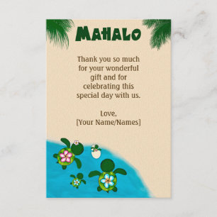 GIRL Sea TURTLE Family Baby Shower Thank You FLAT Card
