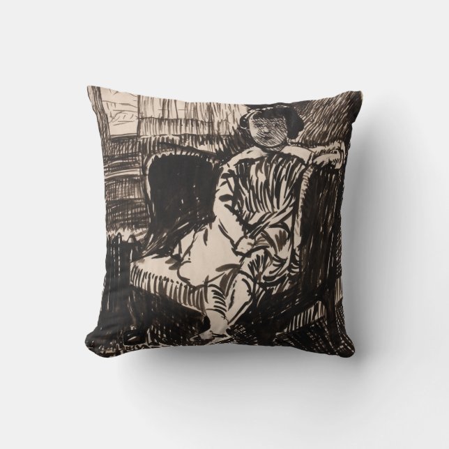 Girl Seated in Chair (ca. 1917-1918)  Canvas Print Cushion (Front)