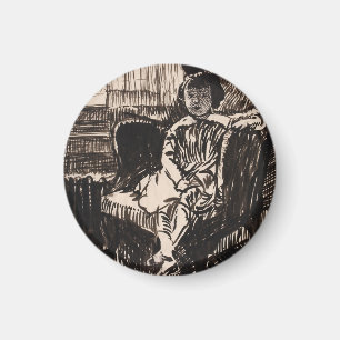 Girl Seated in Chair (ca. 1917-1918) Canvas Print Magnet